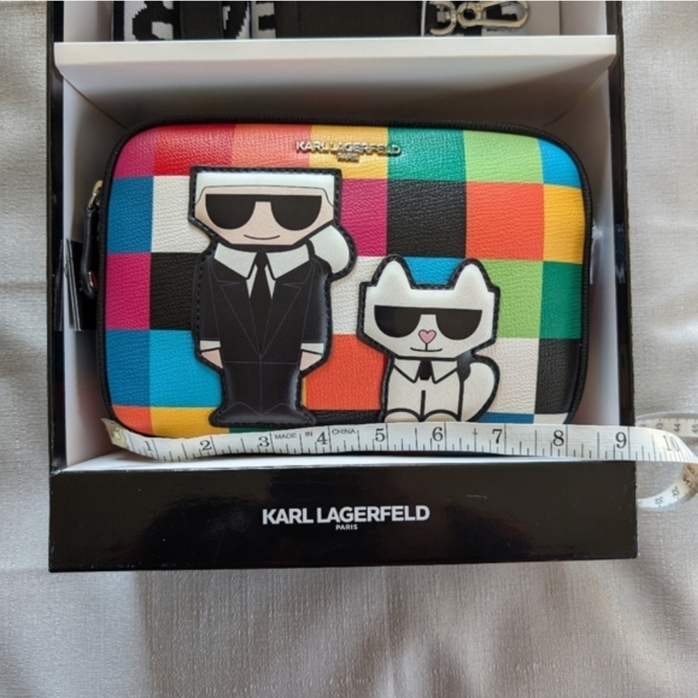 Karl Lagerfeld Multicolor Checkered Pouch NWT